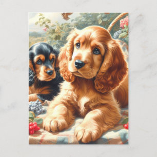 Cute Cocker Spaniel  Painting Postcard