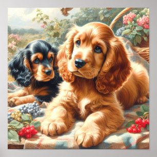 Cute Cocker Spaniel  Painting Poster