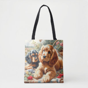 Cute Cocker Spaniel Painting Tote Bag