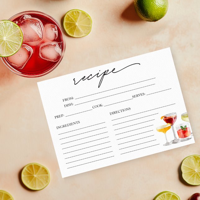 Cute Cocktail Bridal Shower Recipe Card (Creator Uploaded)
