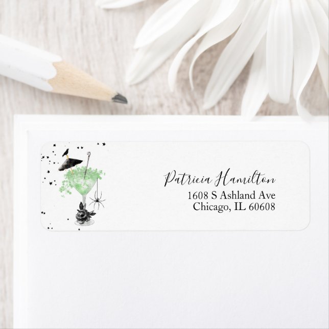 Cute Cocktails Halloween Bridal Shower Label Return Address Label (Insitu)