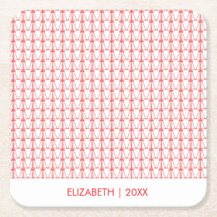 Cute Coconut Trees Silhouette Christmas Square Paper Coaster