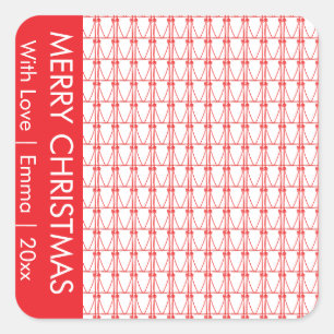 Cute Coconut Trees Silhouette Christmas Square Sticker