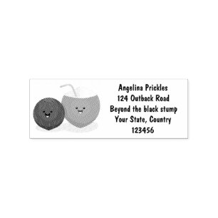 Cute coconuts cartoon rubber stamp