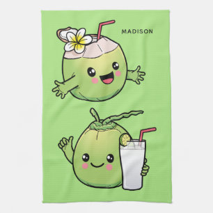 Cute Coconuts custom name Tea Towel