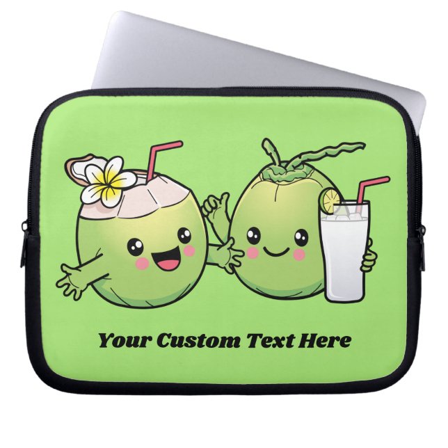 Cute Coconuts custom text laptop sleeves (Front)