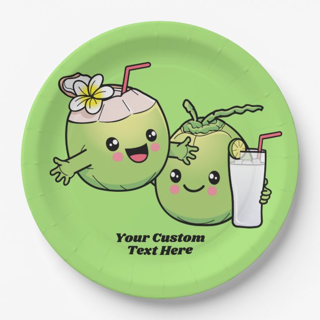 Cute Coconuts custom text Paper Plate (Front)