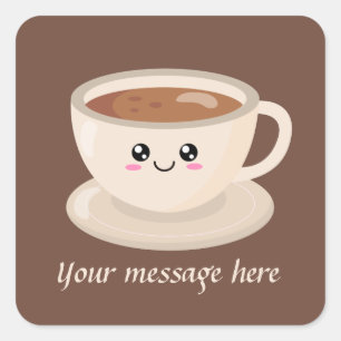 Cute coffee add message square sticker