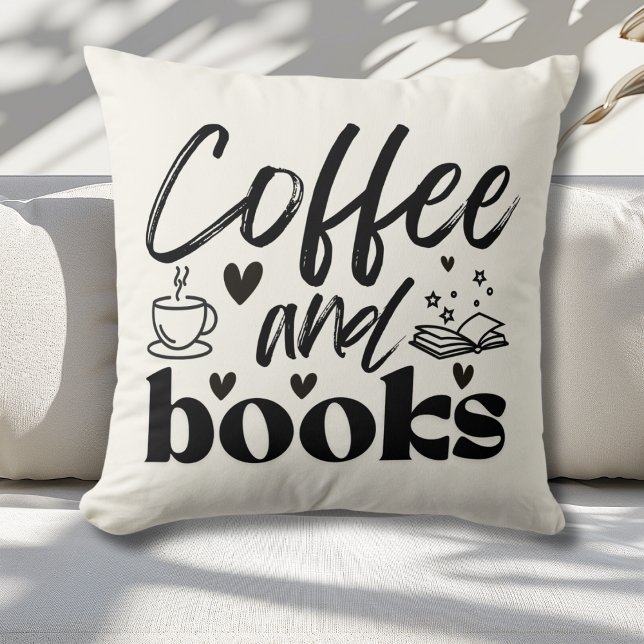 Cute Coffee and Book Lovers Gift Cushion (Creator Uploaded)