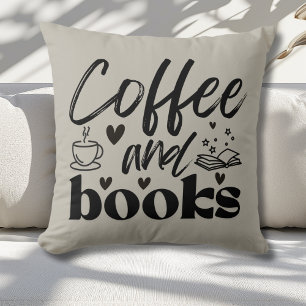 Cute Coffee and Book Lovers Gift Cushion