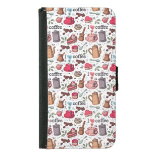 Cute Coffee and Cakes Design Samsung Galaxy S5 Wallet Case