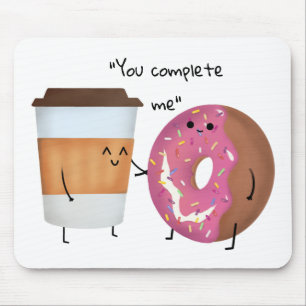 Cute Coffee and Doughnut Complete Couple Mouse Pad