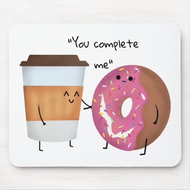 Cute Coffee and Doughnut Complete Couple Mouse Pad (Front)