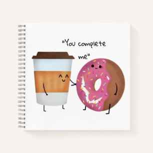 Cute Coffee and Doughnut Complete Couple Notebook