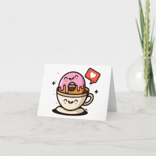 Cute Coffee and Doughnut Love Card