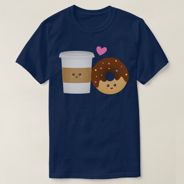 Cute Coffee And Doughnut Perfect Together T-Shirt (Design Front)