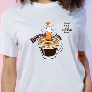 Cute Coffee and Funny Cat Lover Rustic Cozy Style T-Shirt