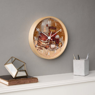 cute coffee bar decor Large Clock