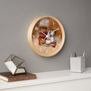 cute coffee bar decor Large Clock