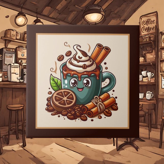 Cute coffee bar , shop or Coffee themed kitchen  Ceramic Tile (Creator Uploaded)