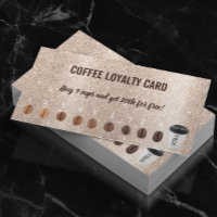 Cute Coffee Beans Gold Glitter Coffee Loyalty