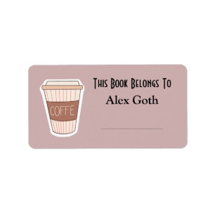 Cute Coffee Book Labels - Custom Name Labels