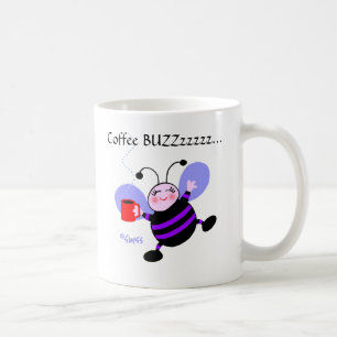 Cute Coffee Buzz Cartoon Purple Worker Bees Coffee Mug