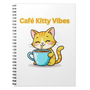 **Cute Coffee Cat – Adorable Cat Drinking Coffee I Notebook
