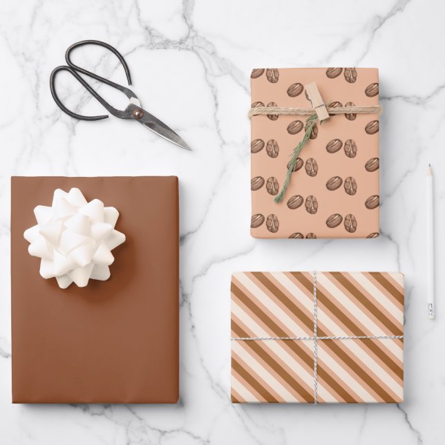 Cute Coffee Cats Pattern Wrapping Paper Sheet (Front)