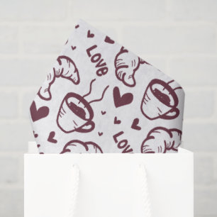 Cute Coffee & Croissant French Cafe Pattern Tissue Paper