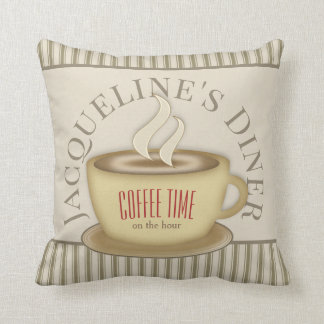 Cute Coffee Cup Personalized Cafe Diner Cushion