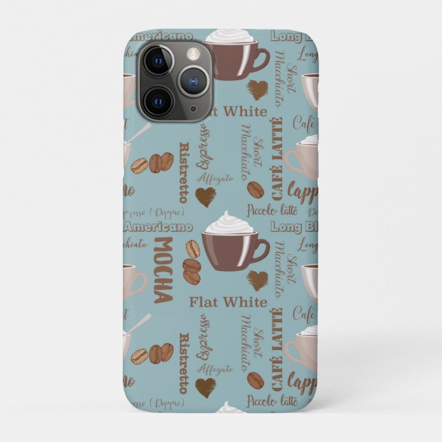 Cute Coffee Cups Cream Caffeine Grains Brown Heart Case-Mate iPhone Case (Back)