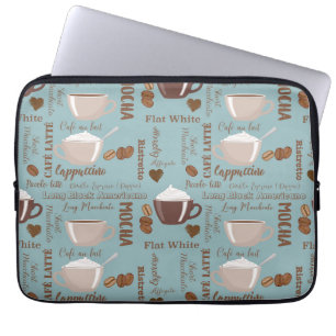 Cute Coffee Cups Cream Caffeine Grains Brown Heart Laptop Sleeve
