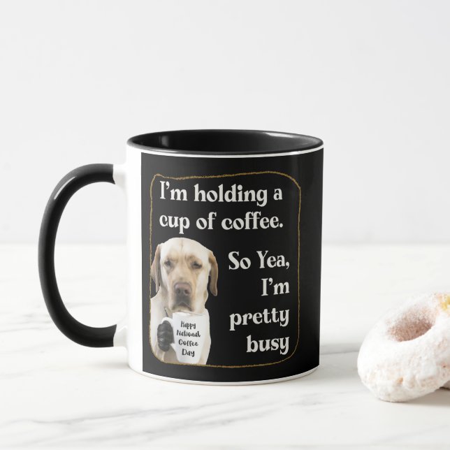 Cute coffee-drinking Labrador Mug (With Donut)