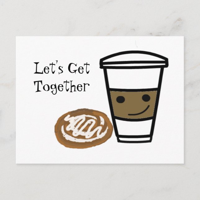 Cute Coffee Get Together Postcard (Front)