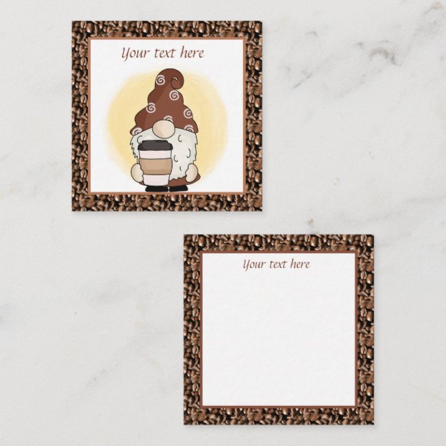 cute coffee gnome add text  card (Front/Back)