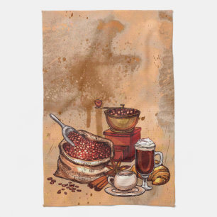 Cute coffee kitchen decor tea towel