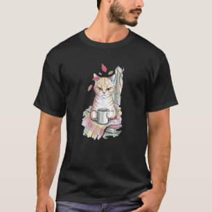 Cute Coffee Latte Art for Mum Cafe Energy Cat Love T-Shirt