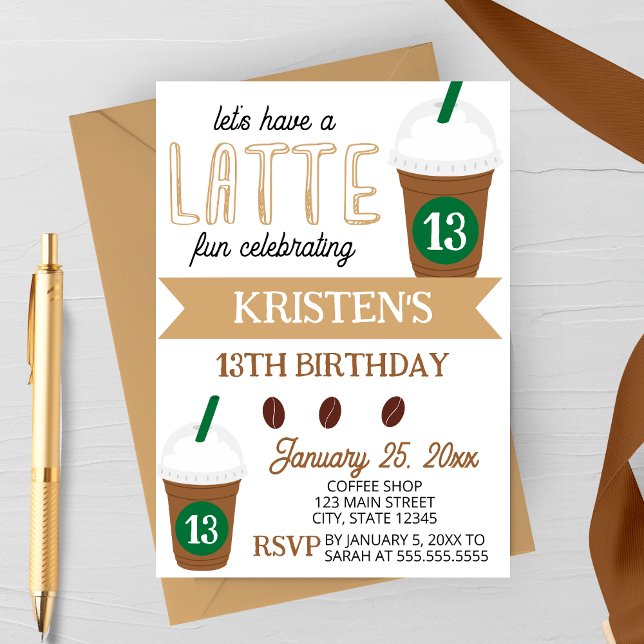 Cute Coffee Latte Birthday Invitation (Creator Uploaded)