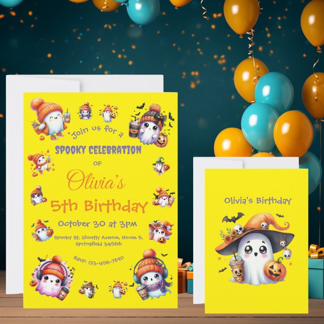 Cute Coffee Lover Ghost Invite for Kids Birthday (Creator Uploaded)