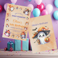 Cute Coffee Lover Ghost Invite for Kids Birthday