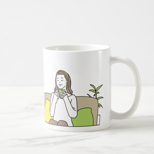 Cute Coffee Lover Quote Illustration Coffee Mug (Right)