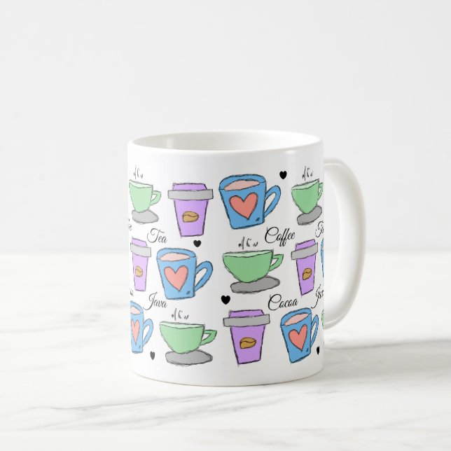 Cute Coffee Lovers Container Drawings Pattern Mug (Front Right)