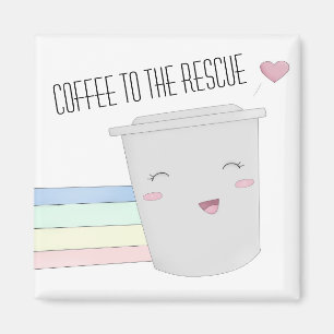 Cute Coffee Lovers Superhero Rainbow Magnet