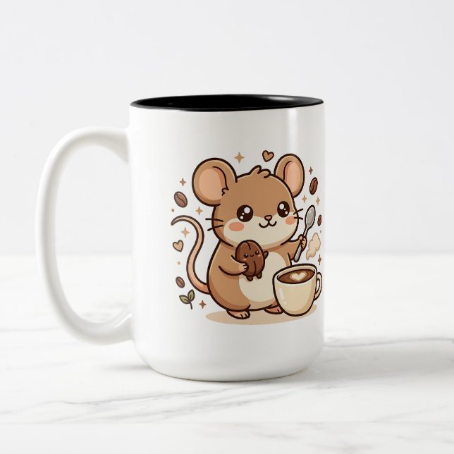 Cute Coffee Mouse Bean Spoon Mug (Left)
