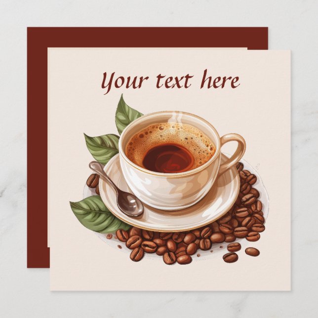 Cute coffee party add text  invitation (Front/Back)