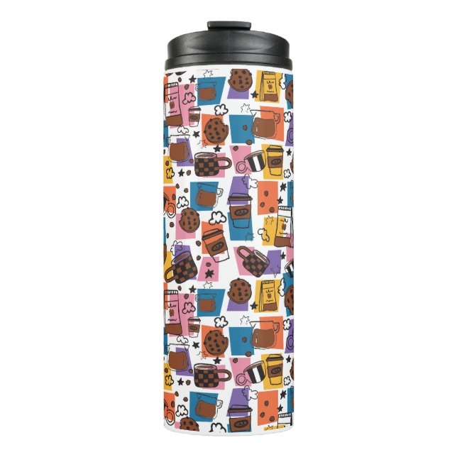 Cute Coffee Pattern – Colourful Coffee Lover  Thermal Tumbler (Front)