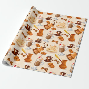 Cute Coffee Pattern Wrapping Paper