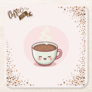 Cute Coffee Pink Aesthetic Kwaii style Coaster