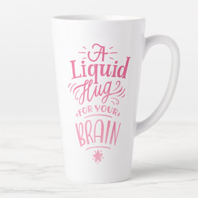 Cute Coffee Quote Pink Ombre Calligraphy Tall Latte Mug (Right)